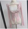 Korean Dongdaemun Chic Camisole & Lace-Up Cardigan Two-Piece Set for Women