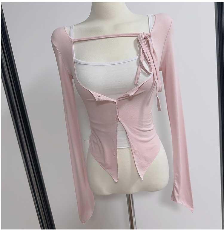 Korean Dongdaemun Chic Camisole & Lace-Up Cardigan Two-Piece Set for Women