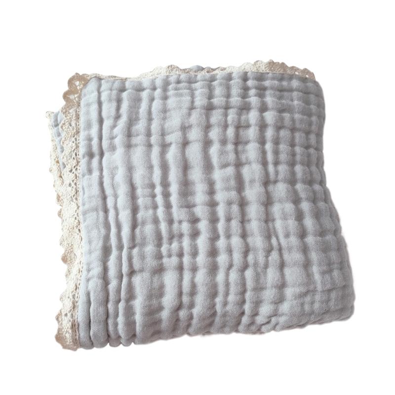 Safe & Comfortable Newborn Blanket Cotton Gauze Blanket with Delicate Lace Trim Newborn Swaddles Blanket for Infants