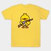 Herren Schwarzes T-Shirt mit Aufdruck Ente mit AK47 No-Cut Transferpapier Druck Baumwoll-T-Shirt