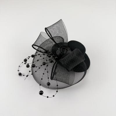 Women's Retro Black Fascinator Hat - Small Mesh Headpiece for Formal Events, Photography, and Birthdays