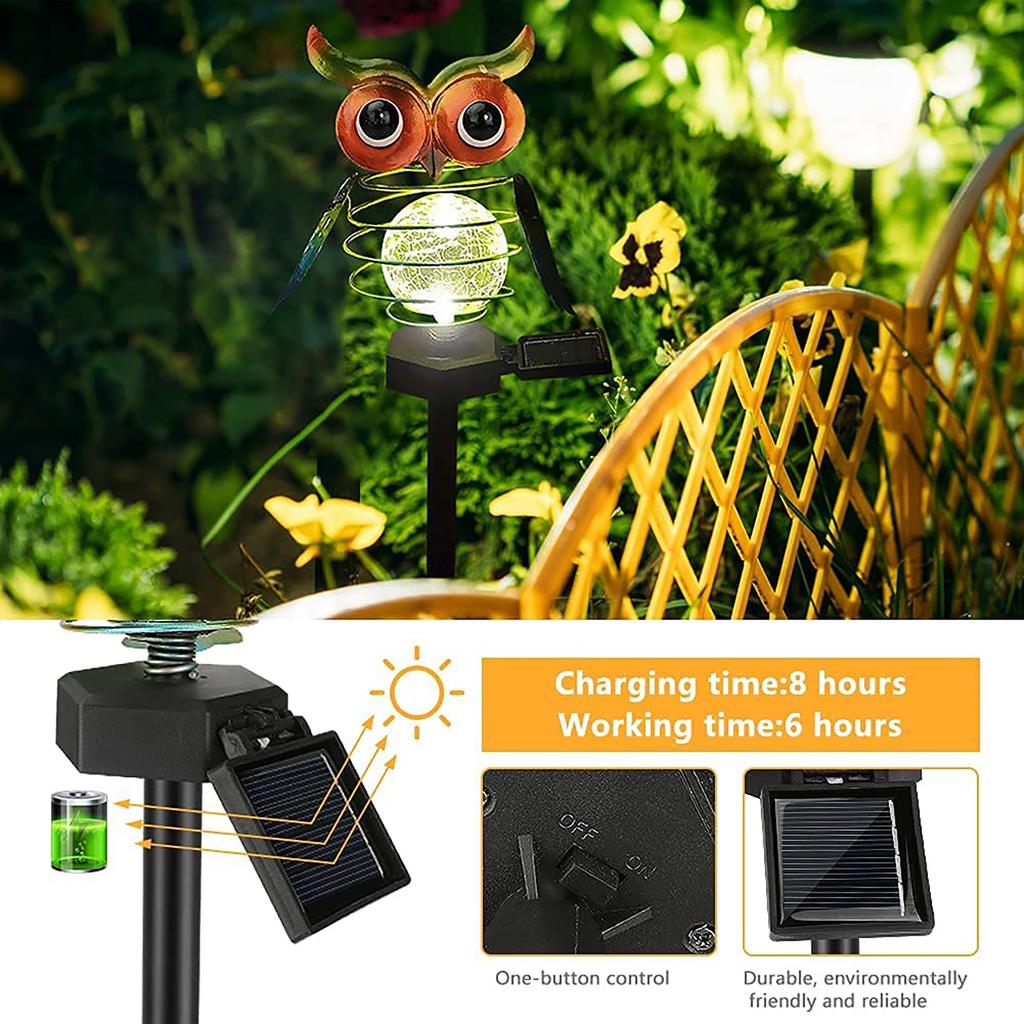 LED Solar Spring Ground Plug Lamp Owl