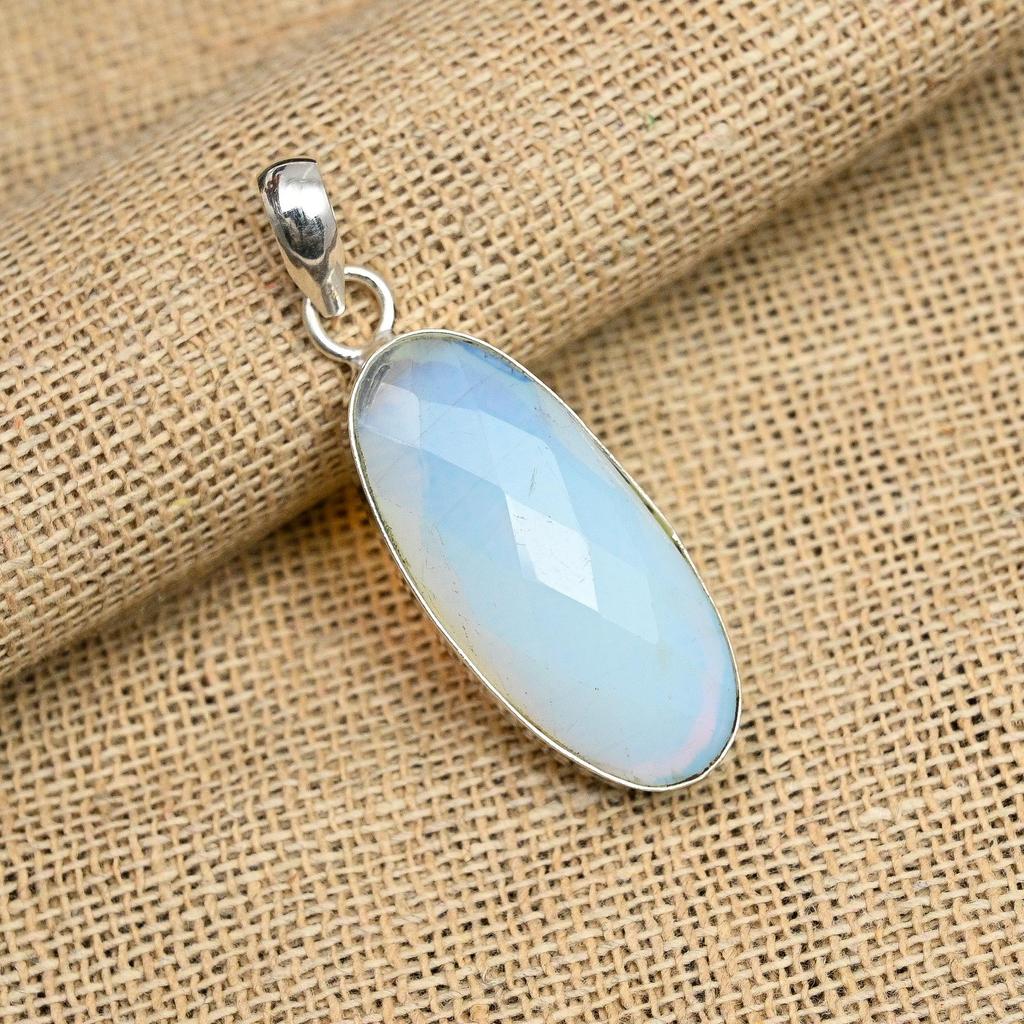 Milky Opal Gemstone Jewelry Handmade 925 Sterling Silver Pendant For Wedding Gift