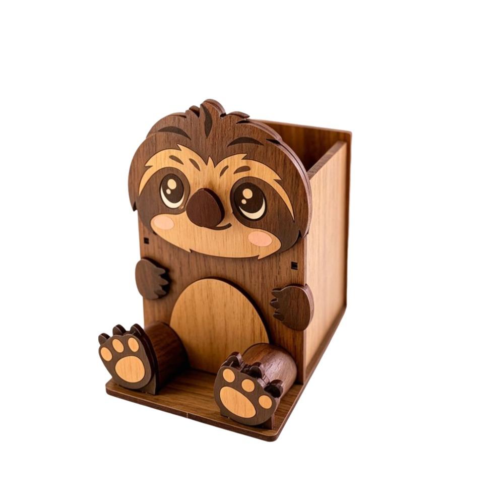 Wooden Material Spectacle Stand Hand Carved Pen Holder Rack Wooden Phone Display Stand Home Use