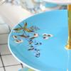 3 Tier Ceramic Cake Stand Fruit Dish Blue Floral Round Fruit Display Stand European Style Cupcake Stand for Wedding Birthday and Tea Party