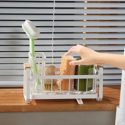 Organizér na dřez a držák na vysoký kartáč Kuchyňský organizér na pracovní desku Multifunkční organizér na dřez na pracovní desku pro kuchyň koupelnu