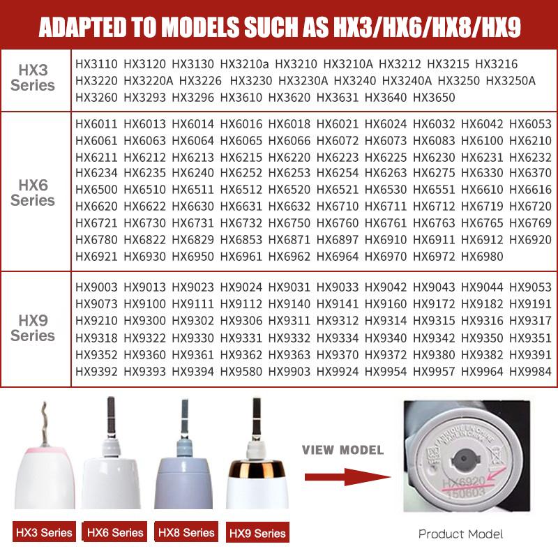 10PCS Toothbrush Heads Replacement for Philixs HX3/HX6/HX9 Vacuum Sonic Electric Toothbrush Soft DuPont No Metal Nozzles