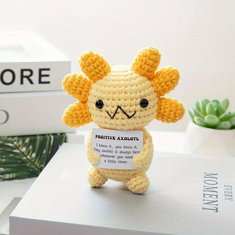 New Positive Energy Goose Hug Pocket Mini Handmade Plush Wool Knitting Doll with Card Funny Christams Gift Home Room Decoration