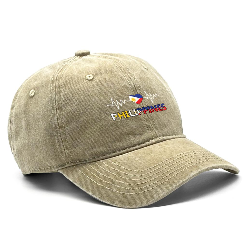 Heart-shaped Flag of Philippines Washed Cotton Snapback Baseball Caps Man's Cap Sporting Adjustable Baseball Hat