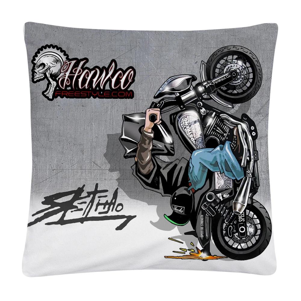 Stunt Sports Cartoon Pattern Soft Polyester Pillow Case for Sofa Home Car Decoration Pillowcase