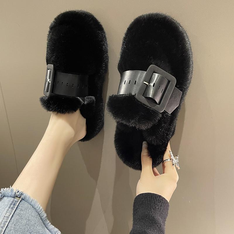 2025 New Fashion Winter Woman Slippers Plush Interior Anti Slip Sole Thick Bottom Fashion Warm Slippers Indoor Outdoor Shoes 623