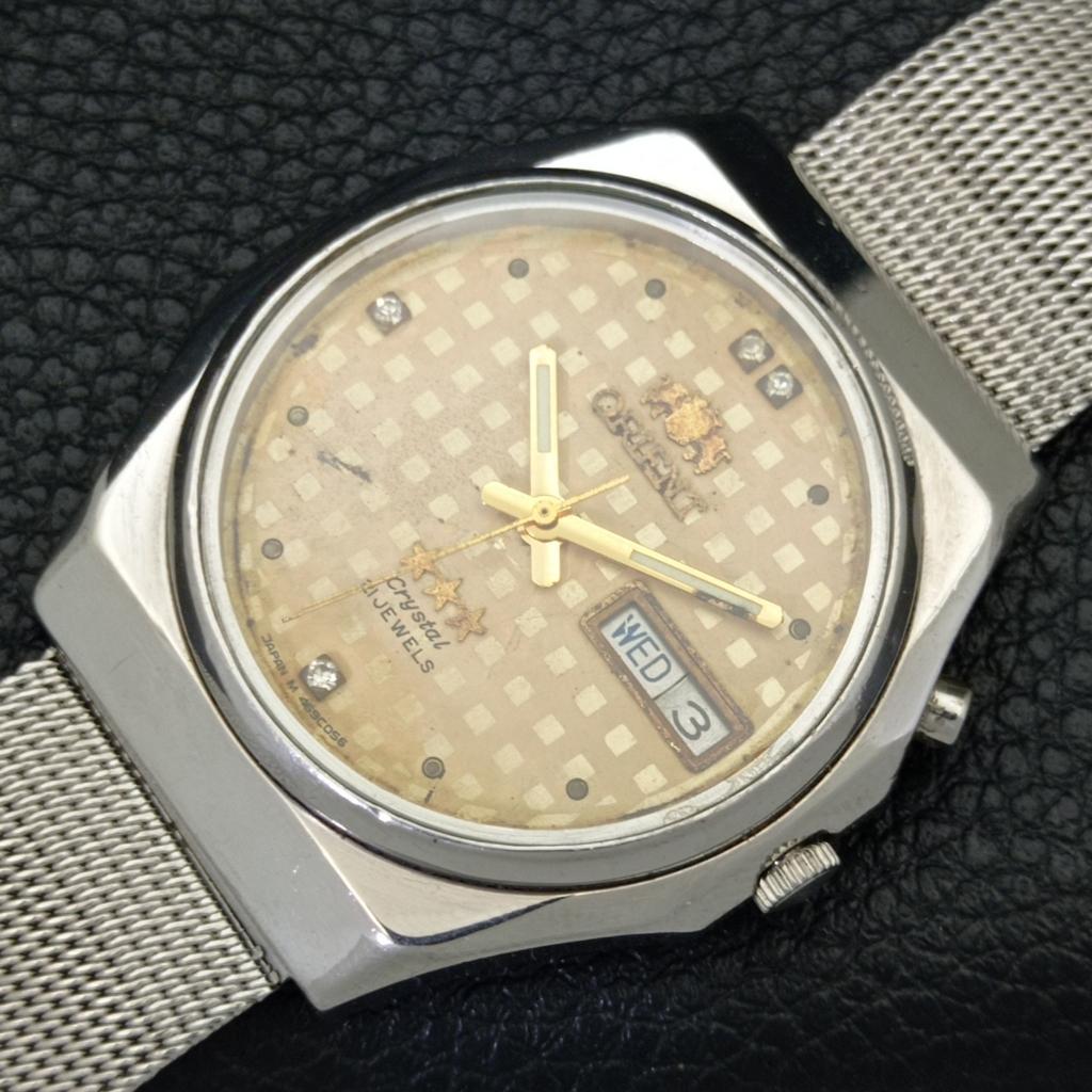 VINTAGE ORIENT CRYSTAL AUTOMATIC JAPAN MENS ORIGINAL DIAL WATCH a500747-5 R154-a500747