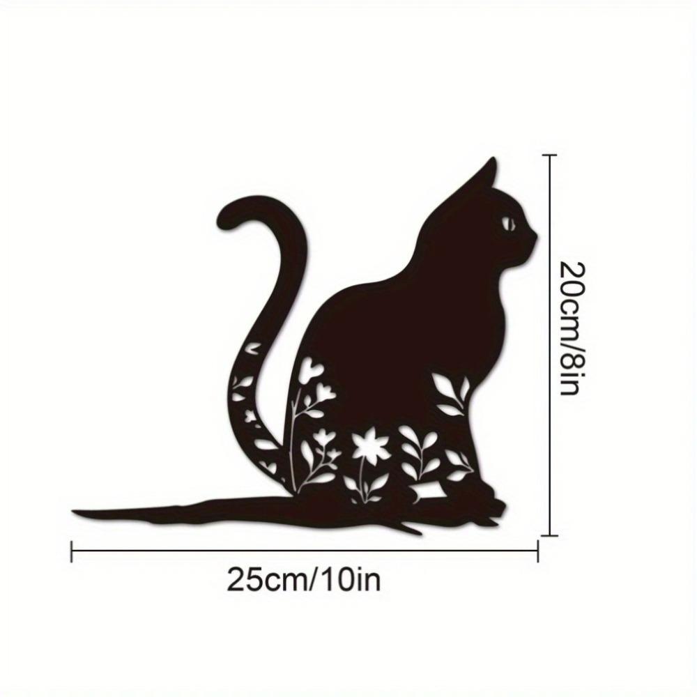 Iron Cat Garden Stake Outdoor Sculpture Yard Art Backyard Patio Decor