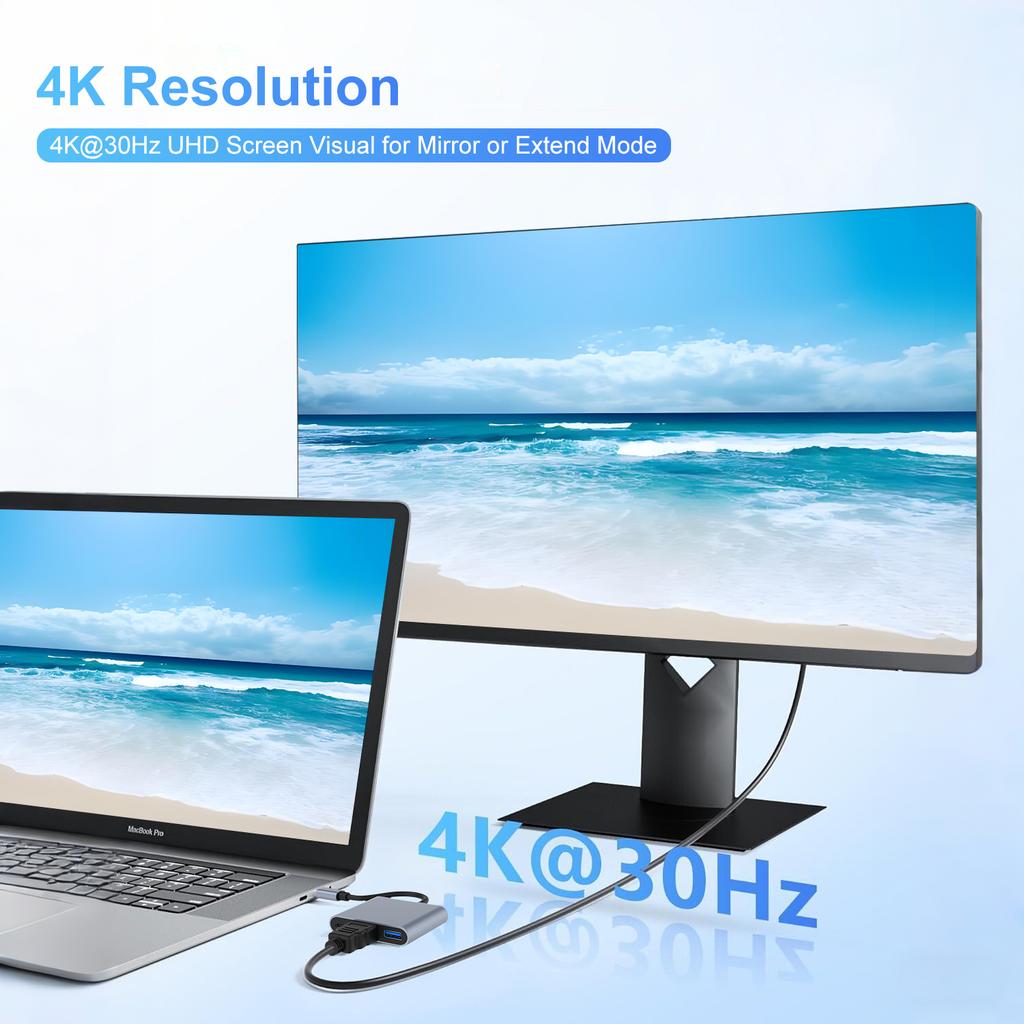 Computer Accessories 3 in 1 USB C Hub Type c to 4k Hdmi Hdtv Usb3.0 PD Type C Hub Docking Station 3 Port for Laptop