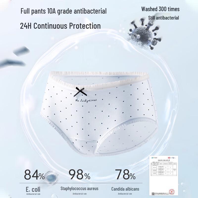 FitonTon Women's Pure Cotton Antibacterial Seamless Briefs 4-Pack