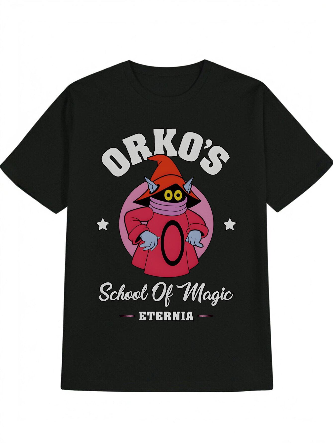ORKOS Graphic T-shirt - Black Tee with ORKOS School of Magic Eternal Design L