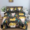 Exotic Bull Skull Duvet Cover Twin Queen Size Western Bedding Set Bohemia Flowers Quilt Cover Microfiber Feather Comforter Cover