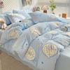 Washed Cotton 4Pcs Dormitory Small Fresh Naked Sleeping 3Pcs Double-Layer Yarn Bed Sheet Quilt Cover