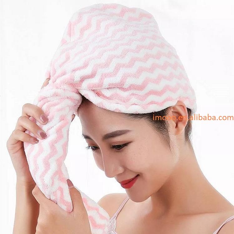 Factory Price Dry Hair Towel Absorbent Striped Bath Towel Women Washcloth for Shower Bathroom Microfiber Home