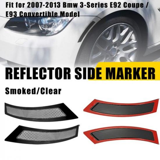 2X Clear Front Side Bumper Marker Light Reflector For BMW E93 Convertible 07-13