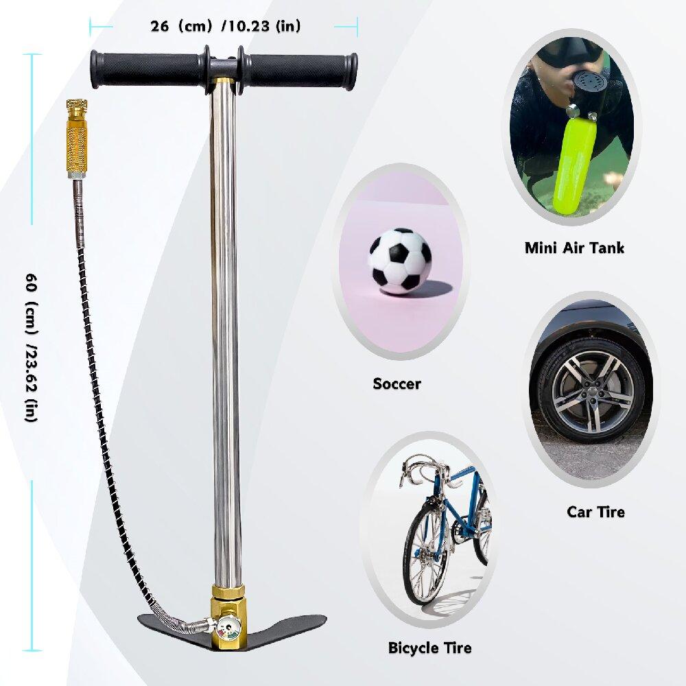 NUOGE Hand Pump 3-Stage 30mpa 4500Psi High Pressure Operated HPA Tank Hunting Car Bicycle