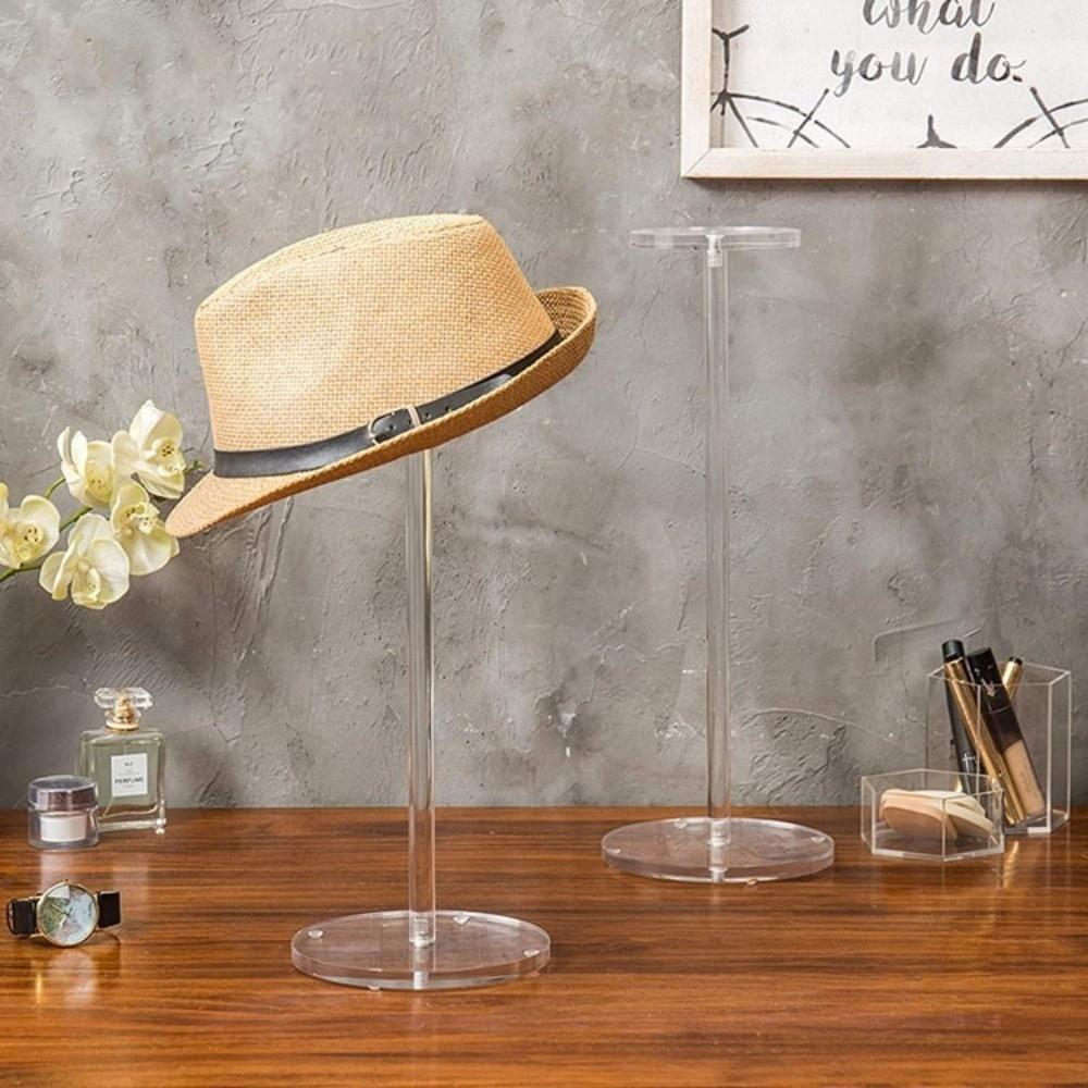 Round Hat & Wig Display Stand Acrylic Freestanding Plastic Shelf Desktop Storage Rack Wig Showcase