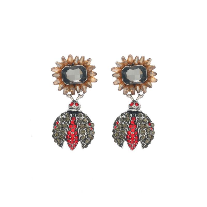 Boho Vintage Insect Stud Earrings With Full Rhinestone Floral Design Women 2025