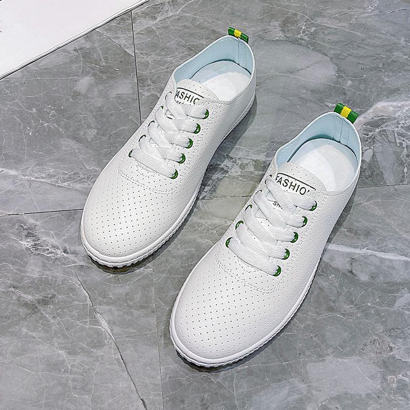 Fashion Autumn New Flat Single Shoes for Women Fashion Round Head Porosity Lacing Soft Sole Non-slip Low-top Shoes