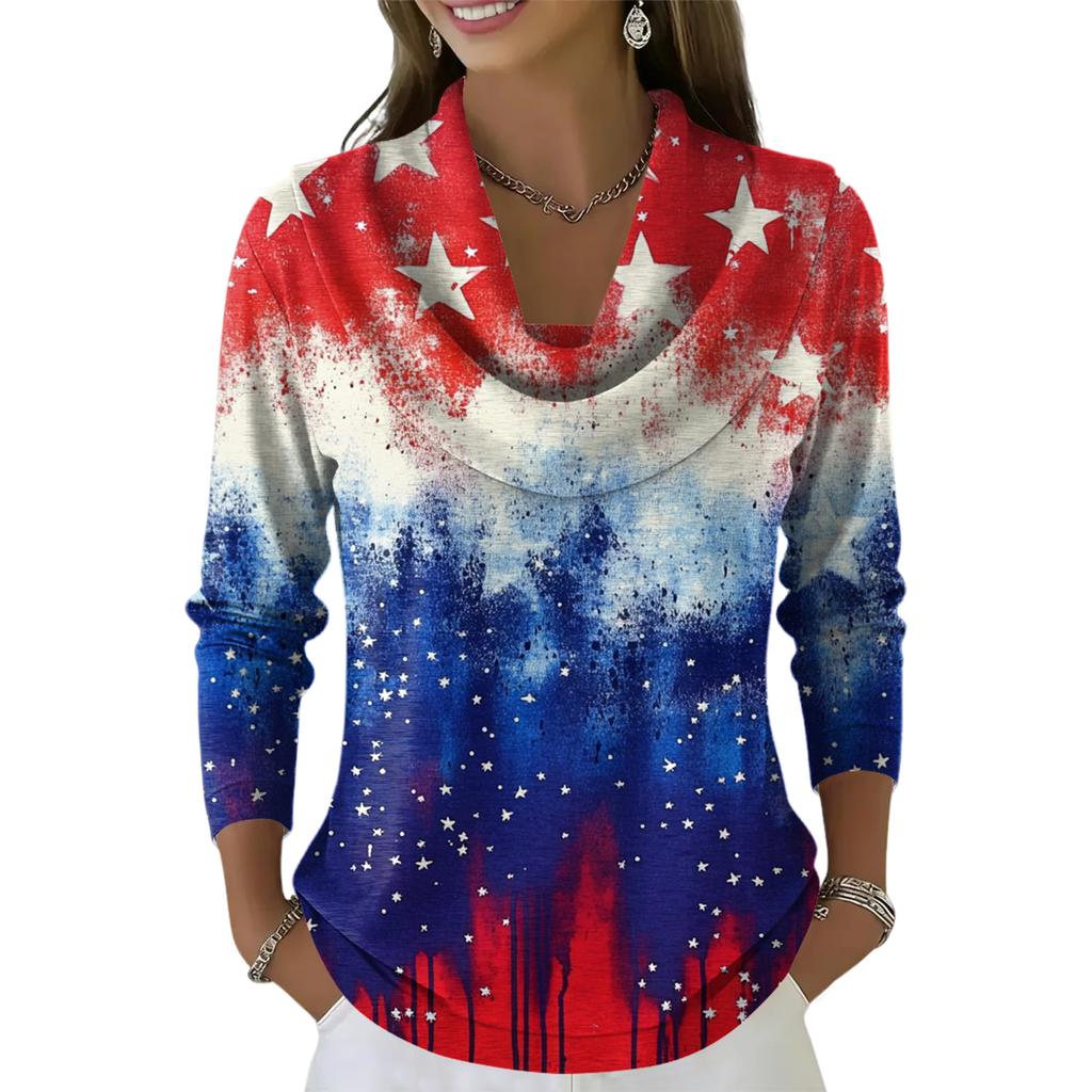 Women's Casual And Fashionable Round Neck Long Sleeved Printed Top Sweater