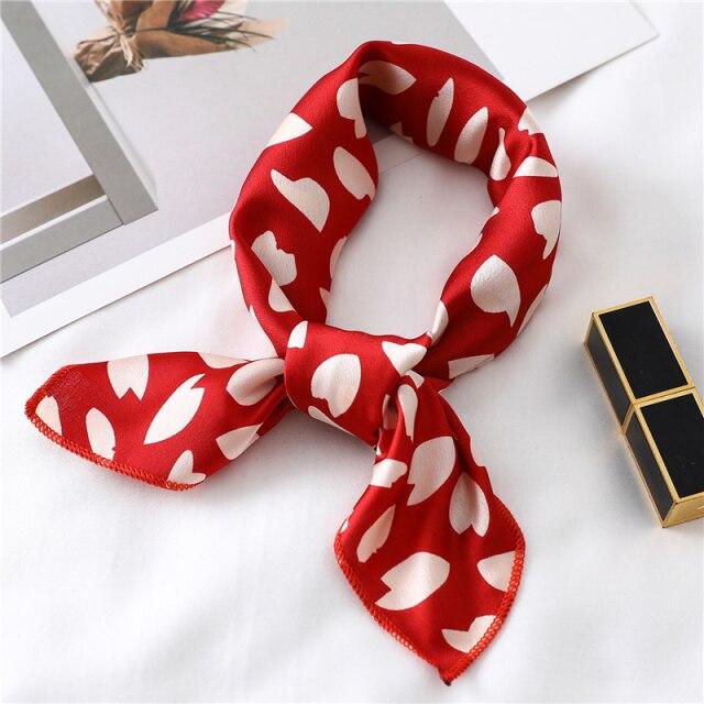 New Silk Scarf Square Women Fashion Dot Plaid Print Neckerchief Ladies Work Scarves Small Winter Foulard Bandana Hair Tie Band EMA