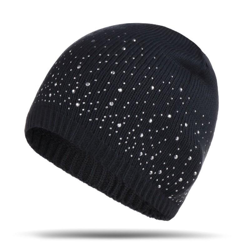 Knitted Hat For Women With Multicolor Rhinestones And Warm Wool Blend For Autumn Winter Fashion
