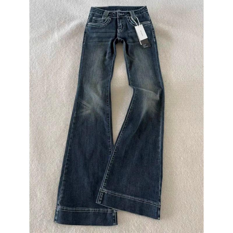 Damskor Retro Låg midja Smal passform Micro-flare Stretchjeans - Casual Golvlånga utsvängda byxor