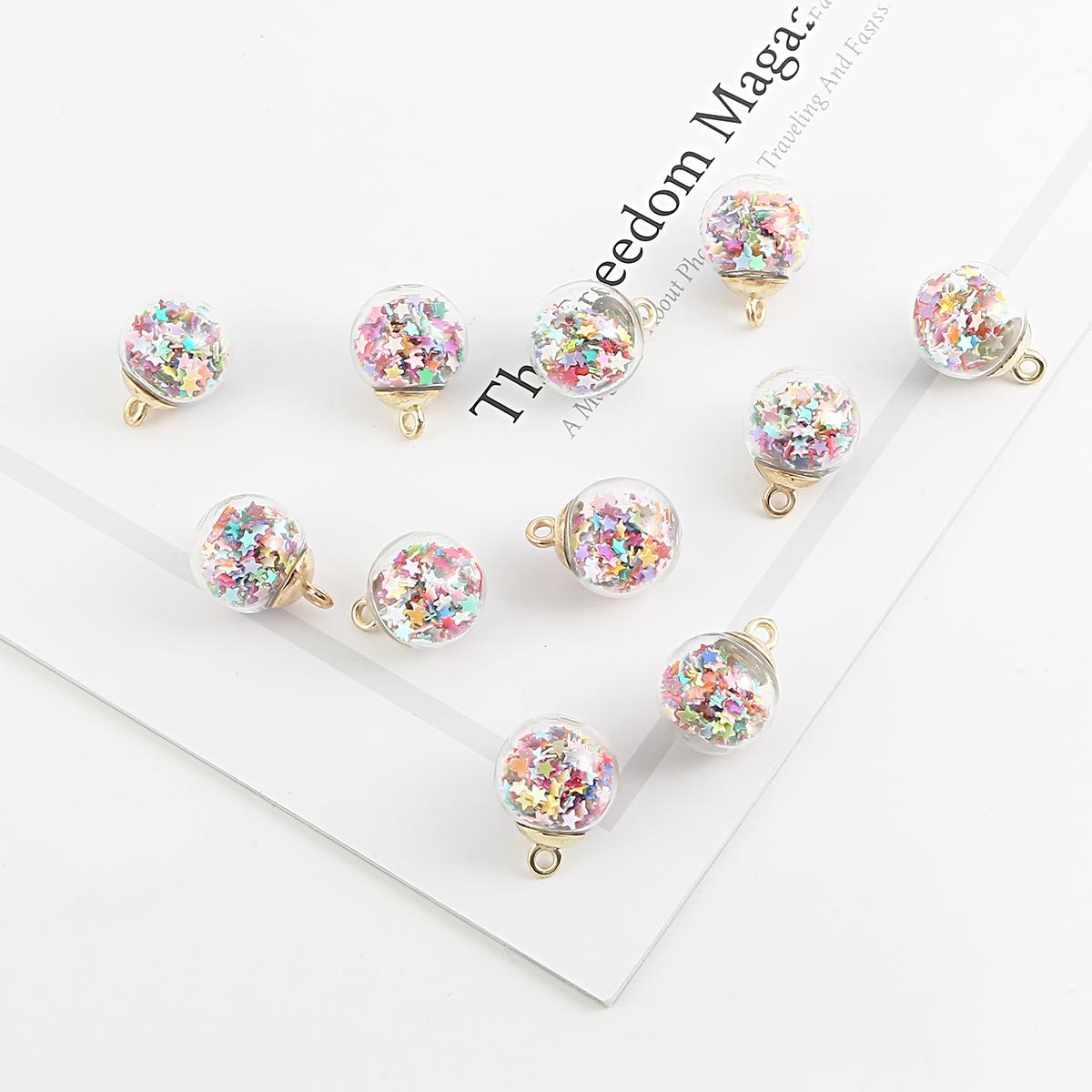 

10 шт., прозрачный стеклянный шар, подвеска-подвеска для браслета, ожерелья, изготовления ювелирных изделий, серьги «сделай сам» sequins