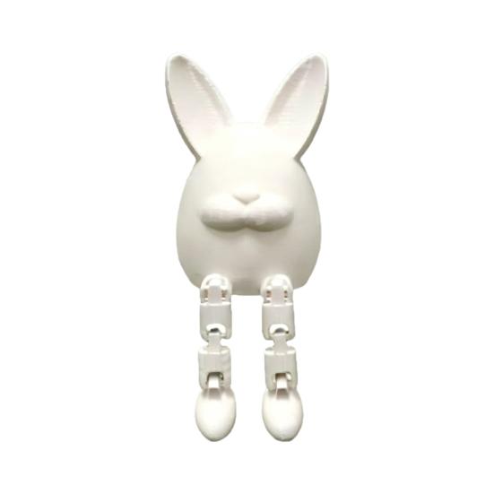 Easter Egg Bunny Figurine Rabbit Statue with 3D Printed Poseable Movable Legs Cute белый