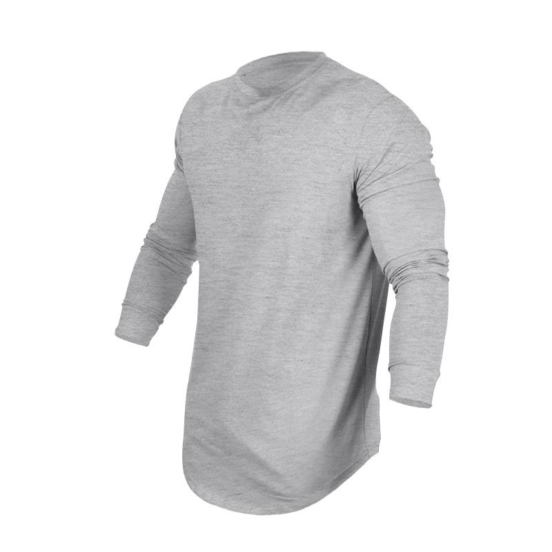 Autumn Winter Tops Fashion Men's T-shirt Long Sleeved Casual Round Neck Solid Color Top Base T-shirt