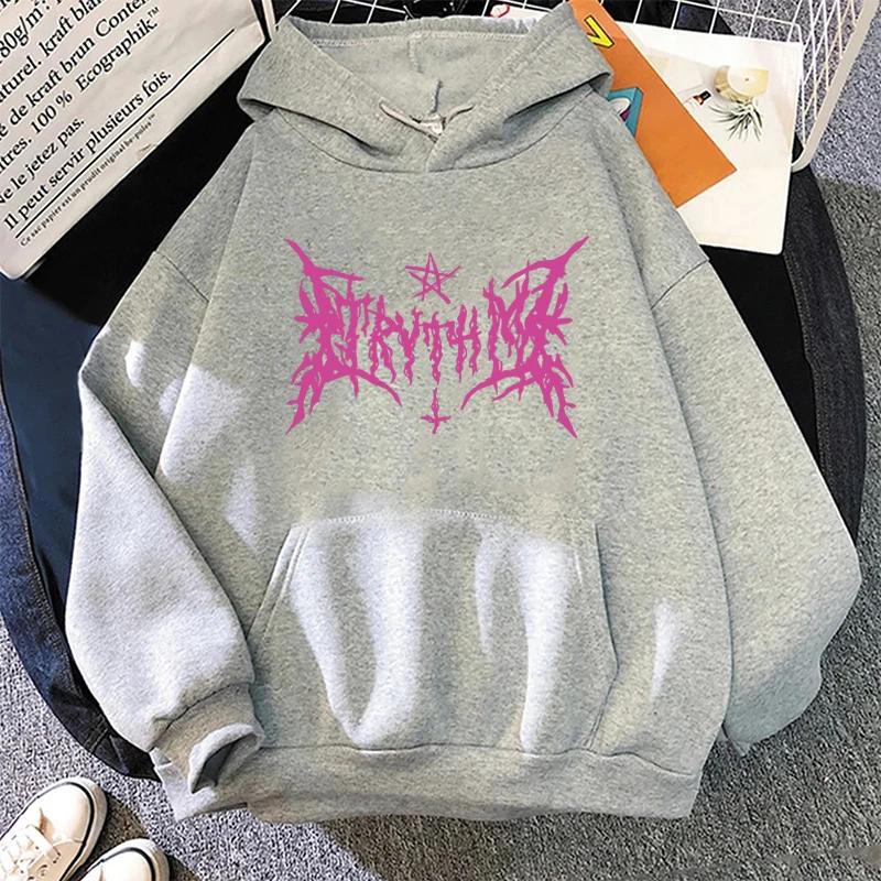 Gothic Star Printed Hoodie Autumn Winter Women Casual Loose Fashion Vintage O-Neck Long Sleeve Pullover Fleece Sweatshirts