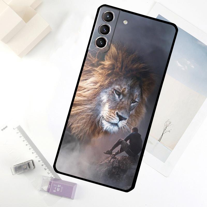 Lion Animal Phone Case For Samsung Galaxy S24 FE S23 Ultra S21 S22 S25 S26 Ultra S10 Plus S20 FE Cover