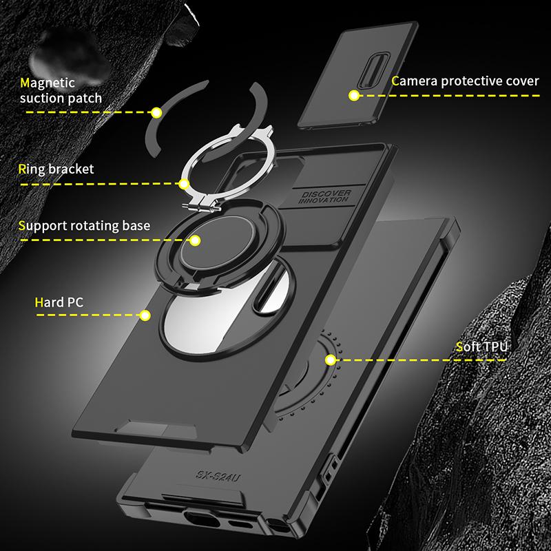 Luxury 360 ° Rotating Hidden Metal Ring Car Holder Armor Phone Case For Samsung S24 Ultra S21 S22 S23 Ultra Plus S20 FE A54 A15