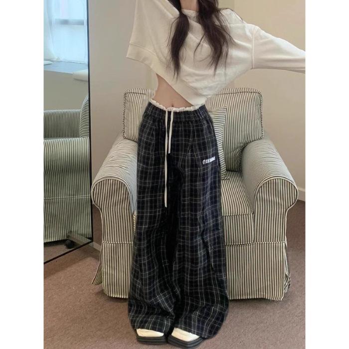 Women s Plaid High-Waisted Wide-Leg Trousers 3XL