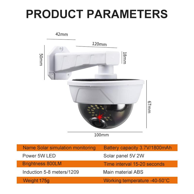 Simulace Solární Kamera Venkovní Domácí Falešná Kamera Vodotěsné Osvětlení CCTV Dohled Falešná Kamera Bezpečnostní Ochrana
