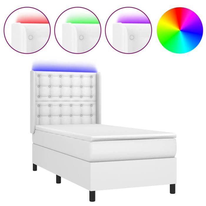 VidaXL Slatted Bed Base with Mattress and LED, Upholstered Bed, Single Bed, Adult Bed for Interior Bedroom, 3139350
