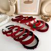 Vintage Red Womens Headband Woolen Velvet Hair Band Headwear Girl Wide Side Sponge Hair Hoop Christmas New Year Hair Accessories