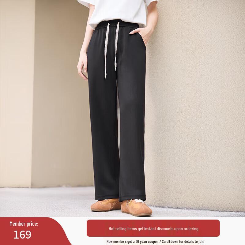 Xiangying Women s Tencel Cotton Straight Wide-Leg Pants M