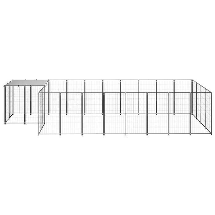 VidaXL Chenil Noir 10,89 m² Acier Enclos pour Chiots Cage Chiens Extérieur 3082207