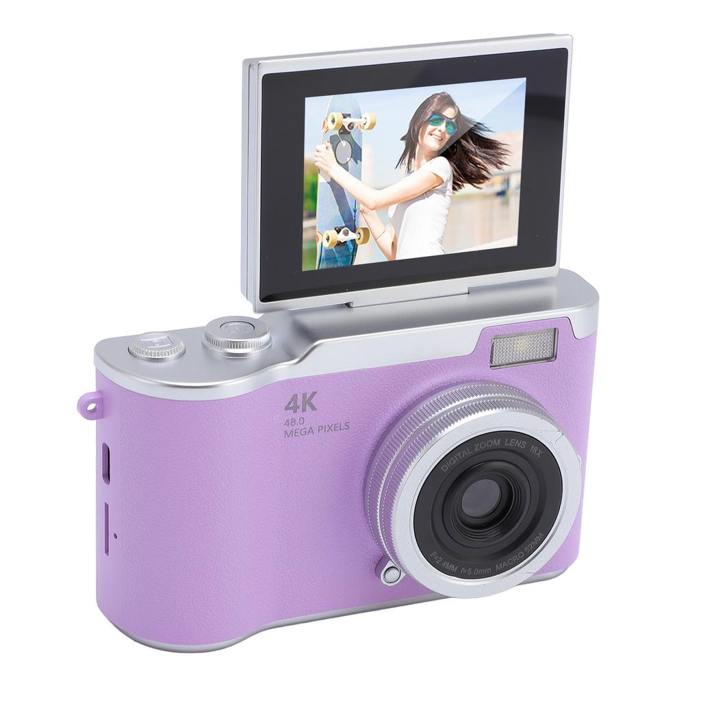 Digital Camera 4K 48MP 18x Zoom Auto   2.4 Inch Screen Built In Fill Light Compact Students Camera for Daily Travel