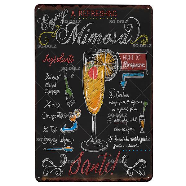 [SQ-DGLZ] Mojito Metal Sign Vintage Metal Plaque Plates Decor For Pub Bar Home Wall Decor Tin Signs Cocktail Poster Gift