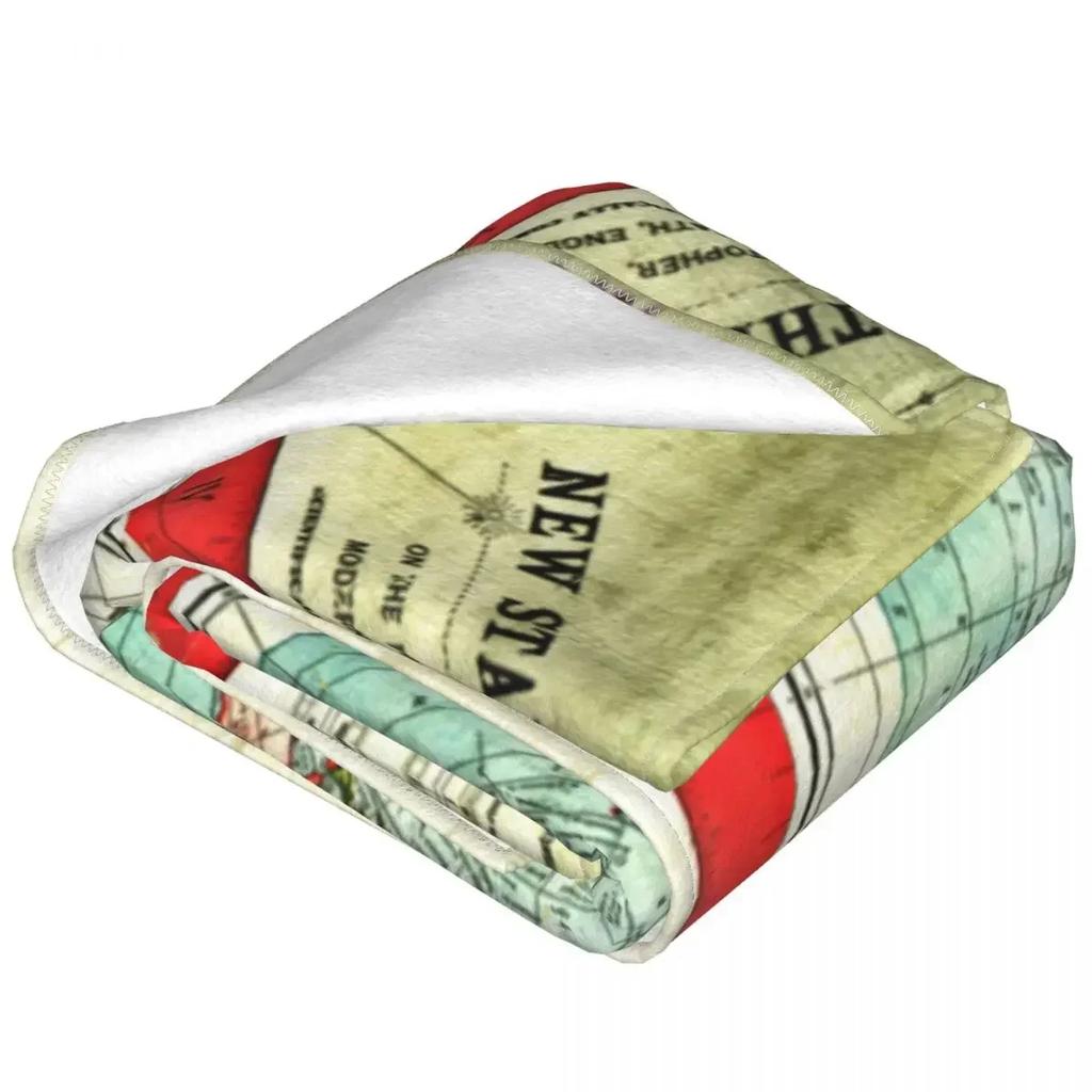 Soft Durable Blanket Camping Gleason 1892 Flat Earth Map Throw Blanket Nature Flannel Bedspread Bedroom Graphic Sofa Bed Cover