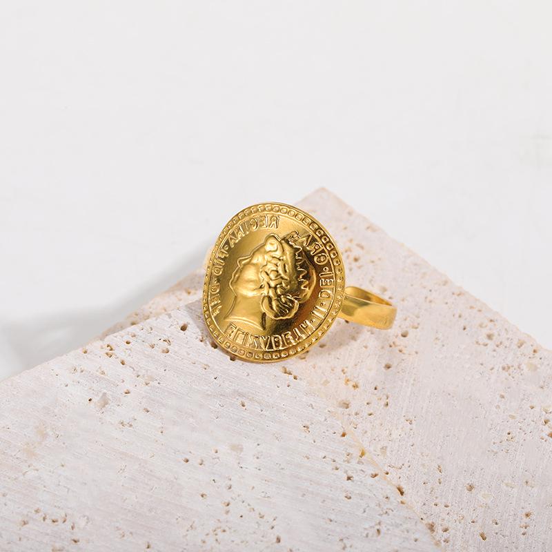 Unisex Retro 18k Gold Stainless Steel Open Cross Ring