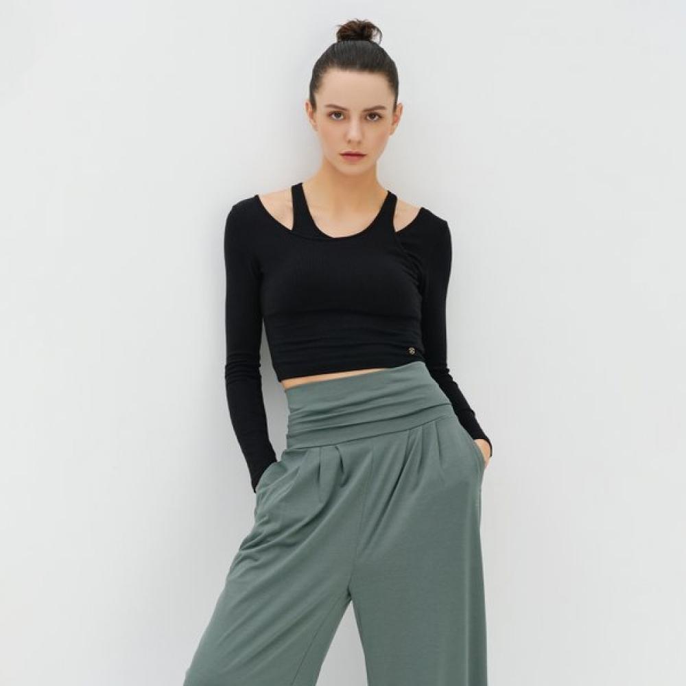 HuiT Ribbed Cross Inbra Long Sleeve T hTwTl3k15T