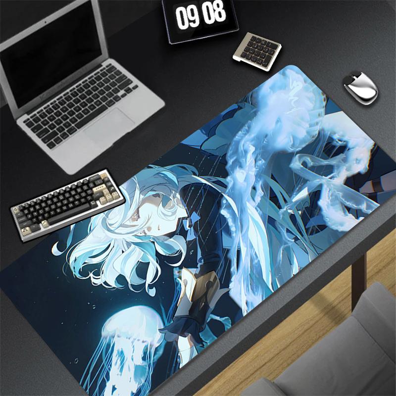 Genshin Impact Furina Anime Game Mouse Pad Kawaii Gaming Accessories Large NonSlip Keyboard Mat For Pc Laptop Office 900x400